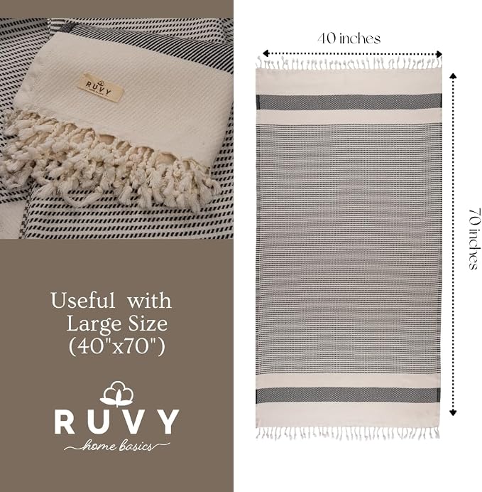 Ruvy Home Basics 2 Pack Turkish Beach Towels – Oversized Quick-Dry Bath Towels - Image 3