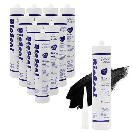 Black BioSeal 100% Silicone Sealant Caulk General Purpose, Waterproof and No by BladeDepot