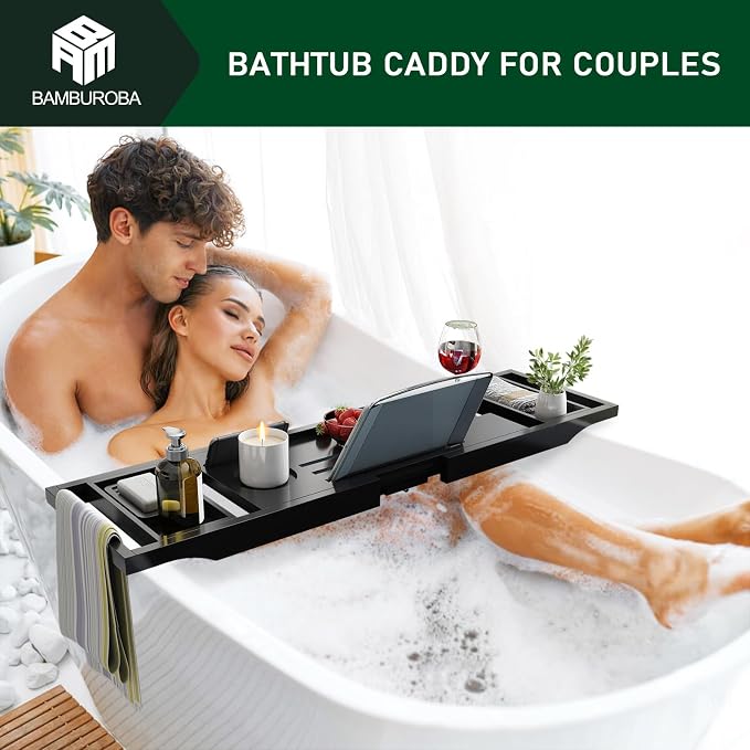 Bamboo Bathtub Caddy Tray Expandable - Image 2