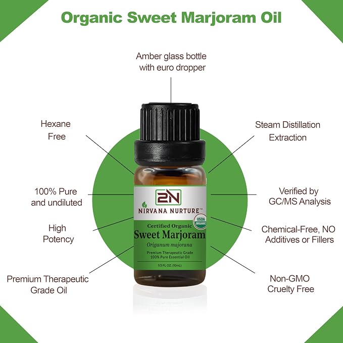 Sweet Marjoram Essential Oil USDA Certified Organic, 100% Pure Natural Premium - Image 5