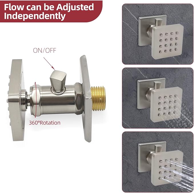 16X32 Inch Ceiling Mount Large Rainfall Shower System Thermostatic Multi Jet - Image 3