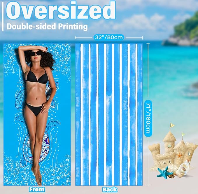 Lightweight Thin Microfiber Beach Towel Sand Free Quick Dry Absorbent Compact - Image 3