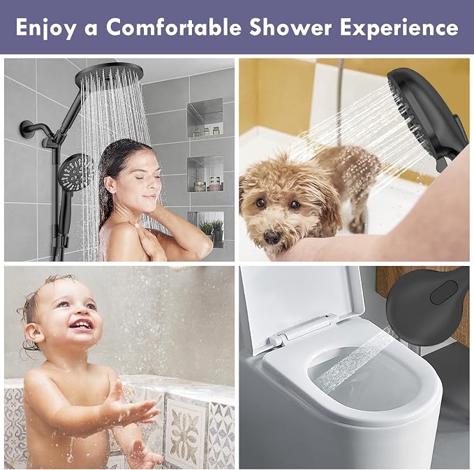 HOWUWEY Dual Shower Heads with Handheld Spray Combo, 7.5" High Pressure - Image 5