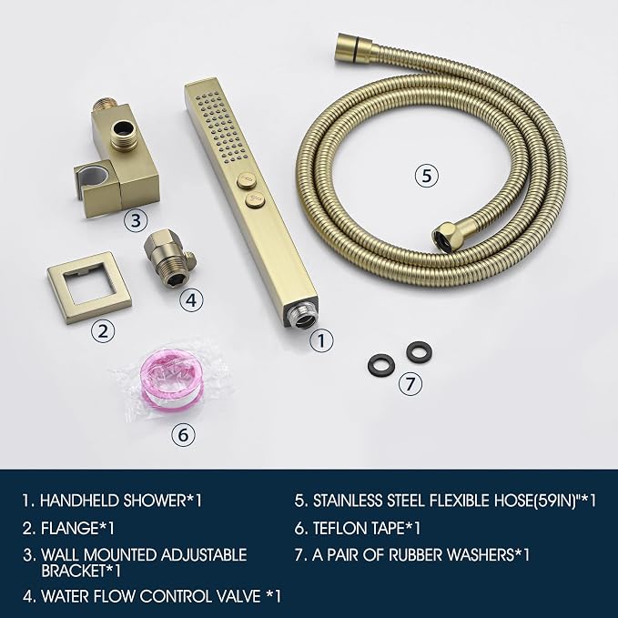 All-Metal High Pressure Square Handheld Shower Head - Image 8