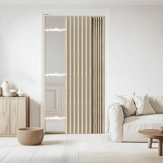 Accordian Door Curtain, 100% Blackout Folding Magnetic Doorway Curtains by JILRON
