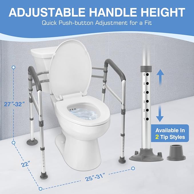 TABEKE Toilet Safety Rails for Seniors, Adjustable Height & Width Toilet Safety - Image 3