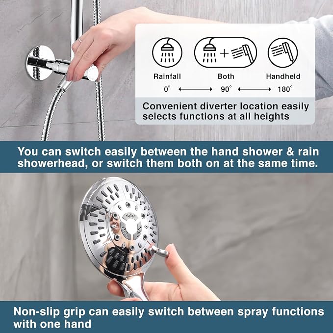 BRIGHT SHOWERS Rain Shower Head Combo - Image 2