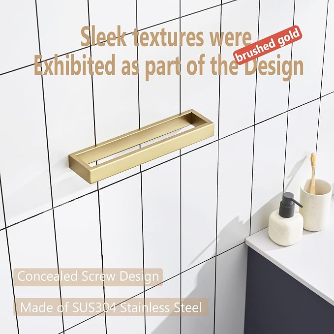 KOKOSIRI Towel Bar Brushed Gold Hand Towel Holder 12 Inch Kitchen Towel Hanger - Image 5