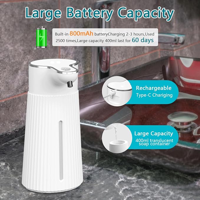 Automatic Liquid Soap Dispenser, 10.5oz/400ML Adjustable Wall Mount Touchless - Image 4