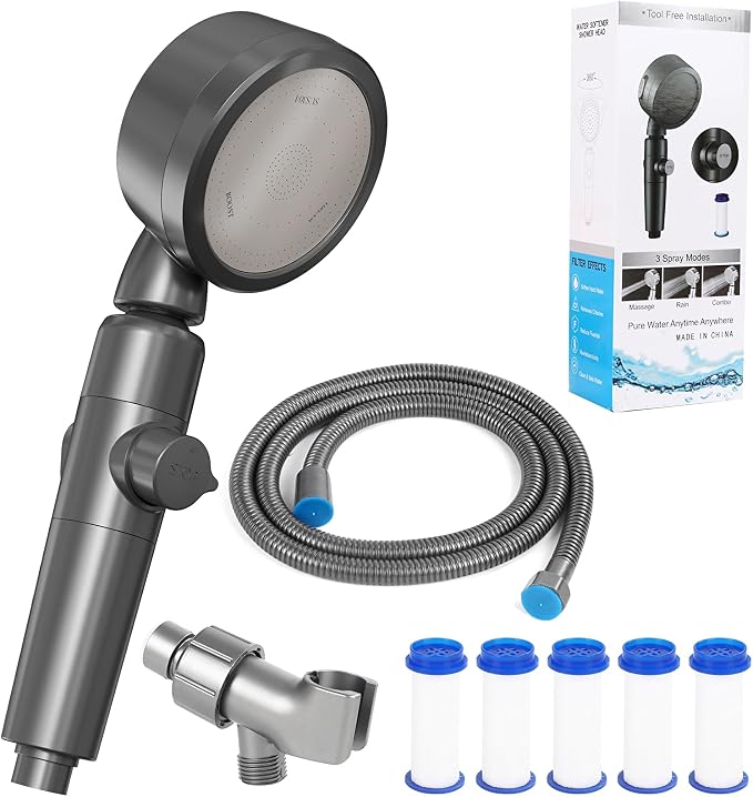Ion Drops Filtered Shower Head for Hard Water, High Pressure Handheld by Unknown