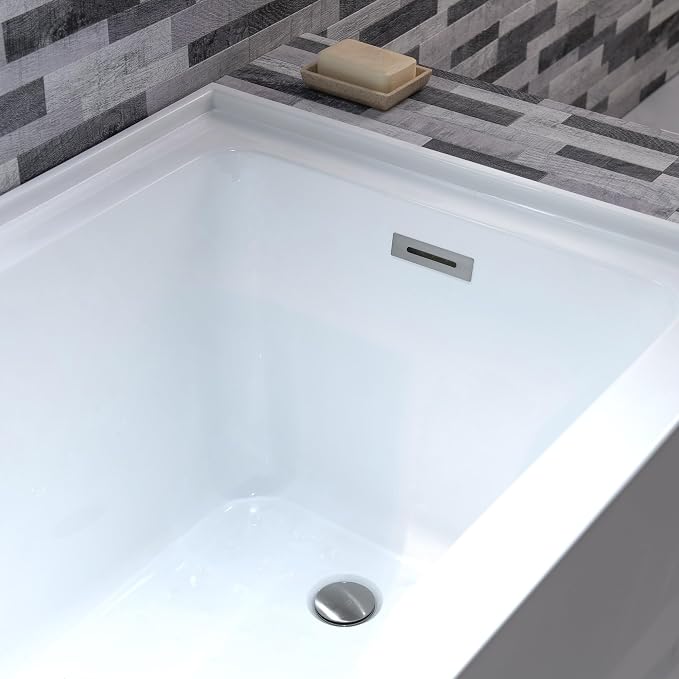 WOODBRIDGE 54" Acrylic Rectangular Alcove Soaking Bathtub in White - Image 6