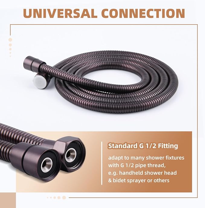 Angle Simple Handheld Shower Hose Replacement G 1/2 Thread Type, Stainless - Image 5