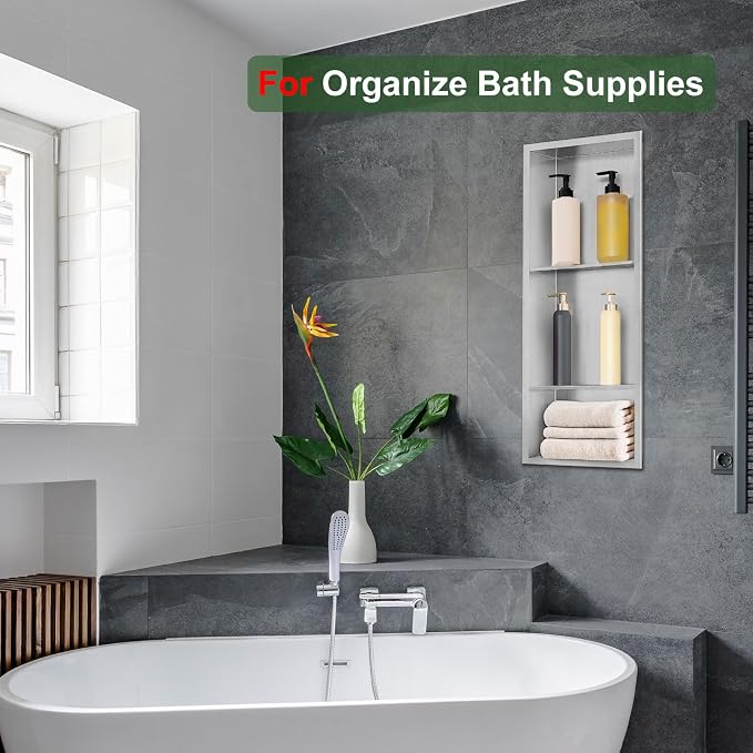 Shower Niche, 12 * 30 Stainless Steel Elegant Bathroom Niche, No Tile Needed - Image 7