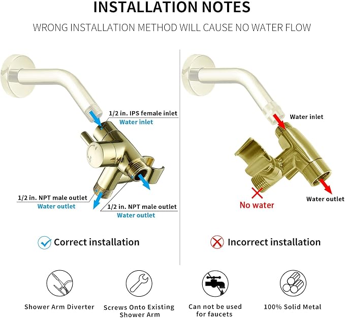 G-Promise Solid Metal Shower Arm Diverter - Image 4