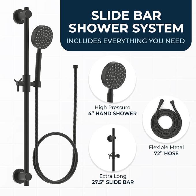 HammerHead Showers® Solid Metal 27.5 Inch Shower Slide Bar Set and Handheld - Image 3