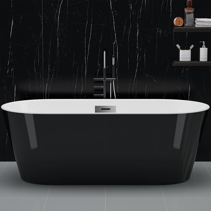 59" Acrylic Soaking Bathtub, Deep Modern Tub - Image 2