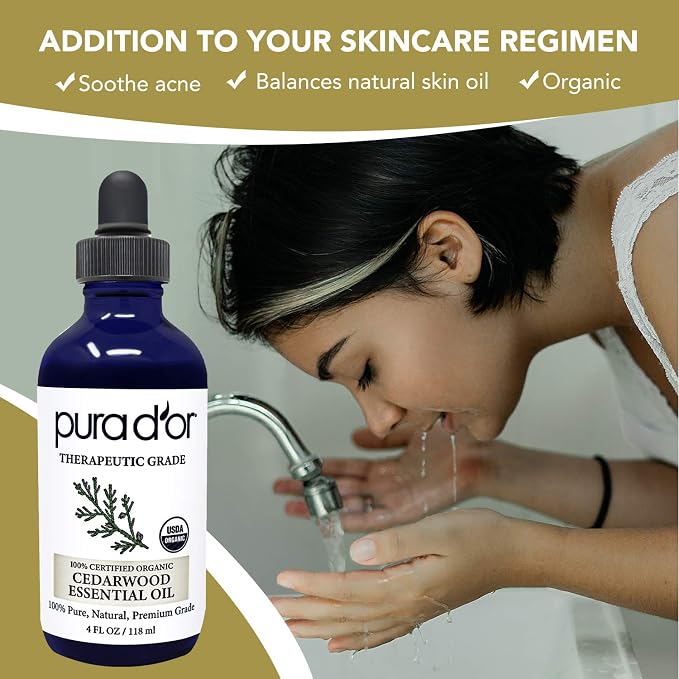 PURA D'OR Organic Cedarwood Essential Oil 100% Pure & Natural Therapeutic Grade - Image 3