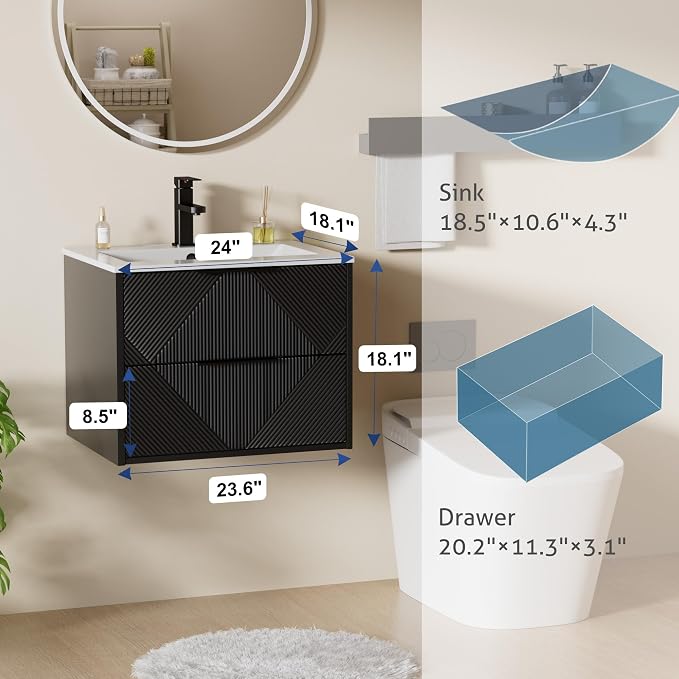 LUCKWIND 24" Floating Bathroom Vanity - Image 2