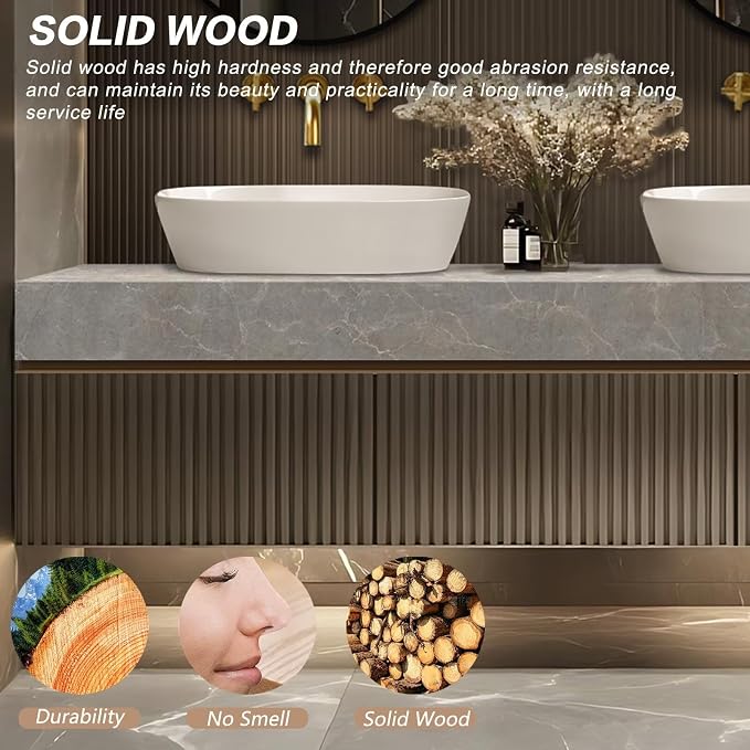 Floating Bathroom Vanity with Sink LED Smart Mirrors, Modern Luxury Style - Image 7