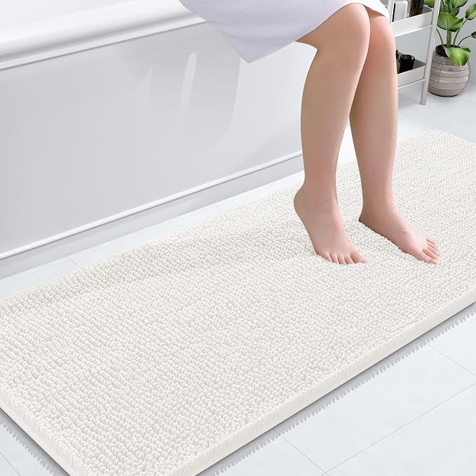 OLANLY Bathroom Rugs 59x24, Extra Soft Absorbent Chenille Bath Rugs, Rubber by OLANLY