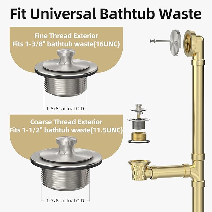 Brushed Nickel Bathtub Drain, Hair Catcher and 2-Hole Overflow Faceplate - Image 3