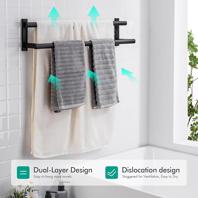 BAGNOLUX Double Towel Bar, SUS304 Towel Racks - Image 5