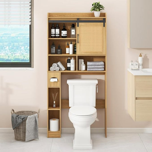 Over The Toilet Storage Cabinet, Farmhouse Rattan Storage Cabinet Over Toilet by Vabches