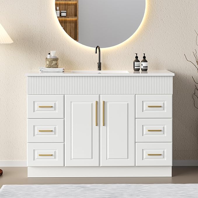 48” Bathroom Vanity with Sink, Freestanding Bathroom Vanity with Integrated by BUPWHEK