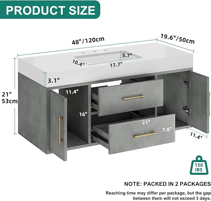 YITAHOME 48 Inch Floating Vanity - Image 2