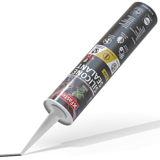 XFasten Silicone Sealant Waterproof Black Cartridge, 10.1 oz Black Caulking by XFasten