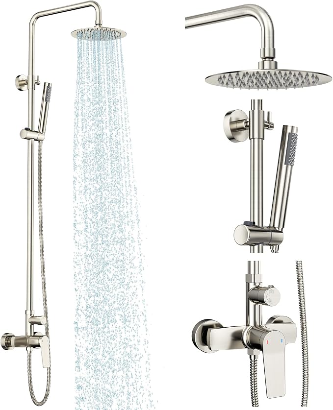 Rainsworth Outdoor Shower Kit Brushed Nickel by Rainsworth