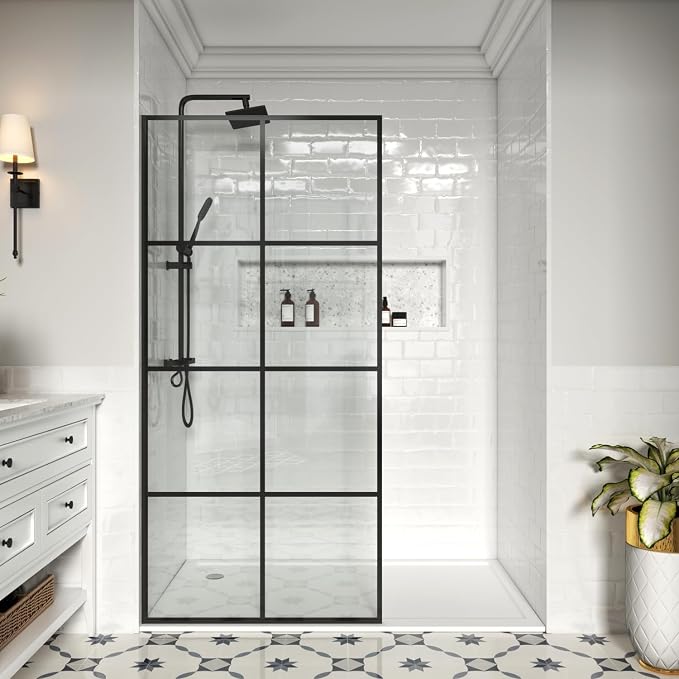 36" W x 76" H Frameless Shower Screen, Fixed Glass Panel - Image 2