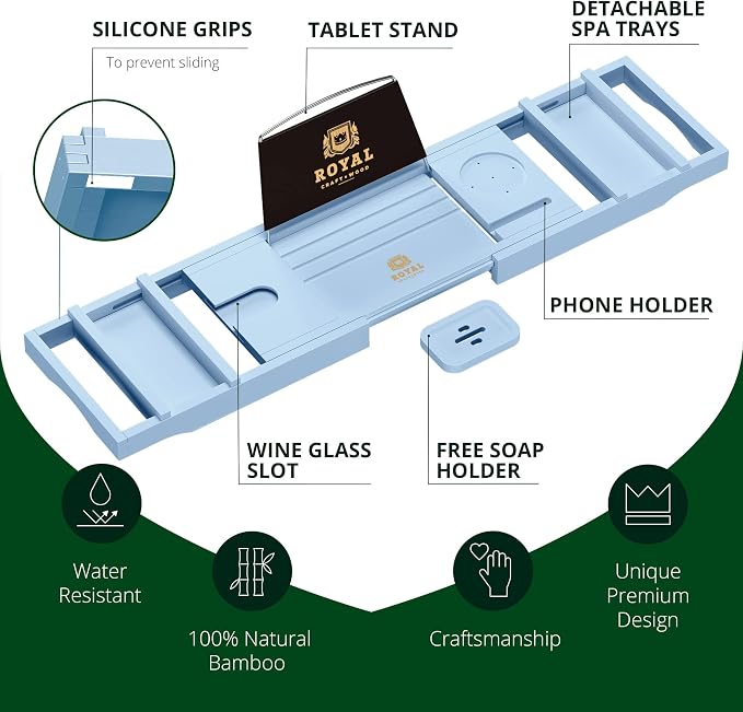 ROYAL CRAFT WOOD Non-Foldable Bathtub Tray - Image 7