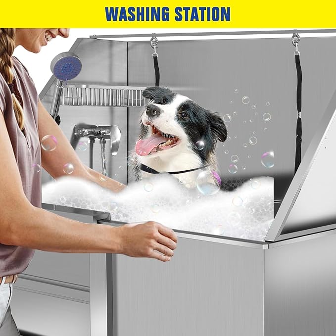 50 Inch Stainless Steel Dog Washing Station, Professional Grooming Tub - Image 8