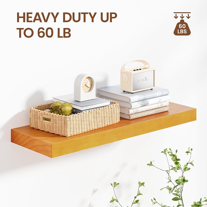 Pine Floating Wall Shelves 24 Inches Long x 8”x 1.4” Wooden Shelf Floating - Image 5