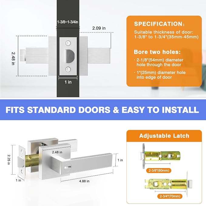 Privacy Door Lever, Heavy Duty Interior Door Handles - Image 3