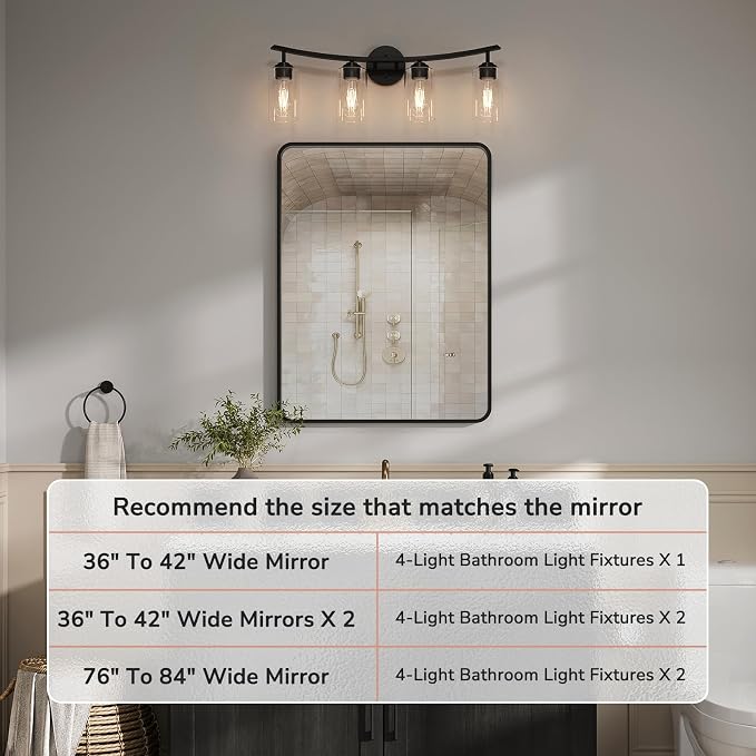 USHOWER 4-Light Bathroom Light Fixtures, Vanity Lights - Image 6