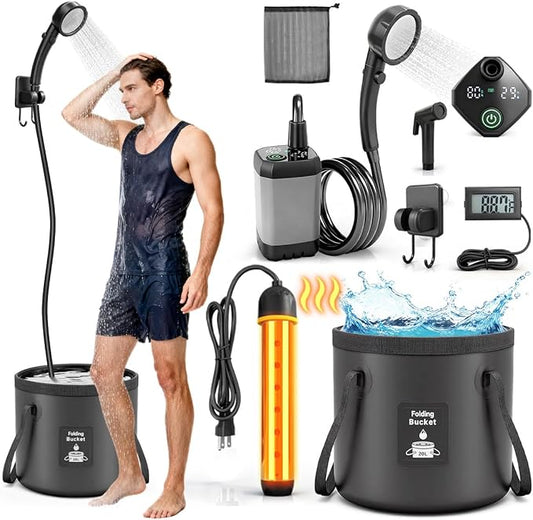 Portable Shower with Heater 1500W Camping Water Heater with Shower Head 3 Spray by FCSJOST