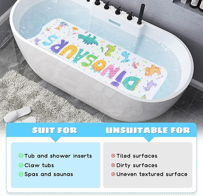 Baby Bath Mat for Tub Non Slip Kids Bathtub Mat Extra Long 40X16 Inch Toddler - Image 7