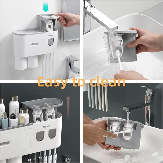 No-Drill Wall Mounted Toothbrush Holder, Bathroom Shelf, - Image 5