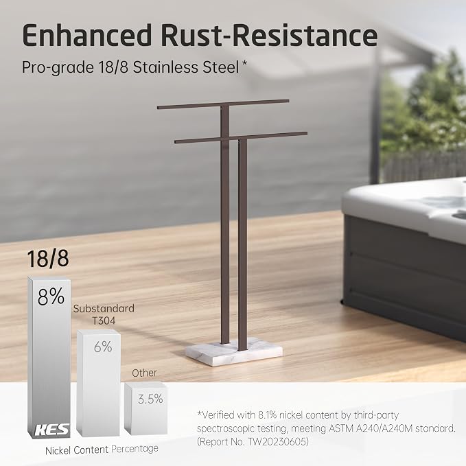 KES Bronze Standing Towel Rack - Image 4