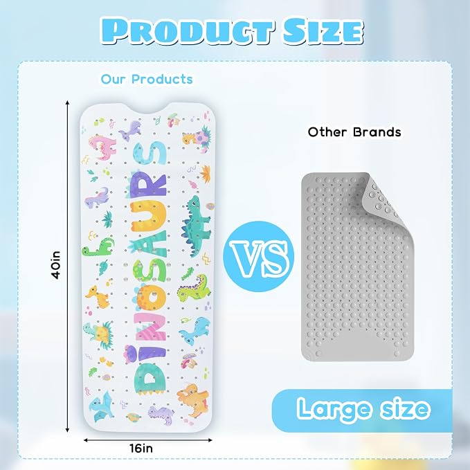 Baby Bath Mat for Tub Non Slip Kids Bathtub Mat Extra Long 40X16 Inch Toddler - Image 3