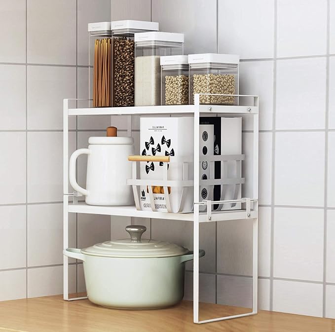 2 Pack Kitchen Cabinet Shelf Counter Organizer Rack Pantry Storage Bathroom - Image 7