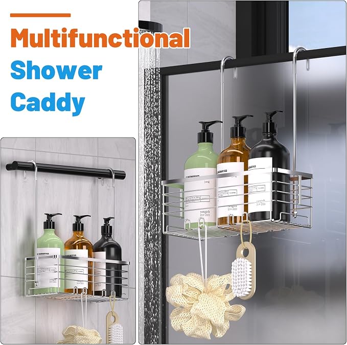 YUOROS Shower Caddy Hanging, Over the Door Shower Organizer Rack 304 Stainless - Image 2