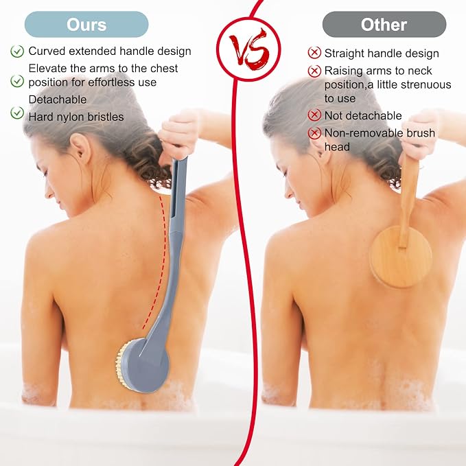 Back Brush Long Handle for Shower, 20.5” Back Bath Brush for Shower, Back - Image 6