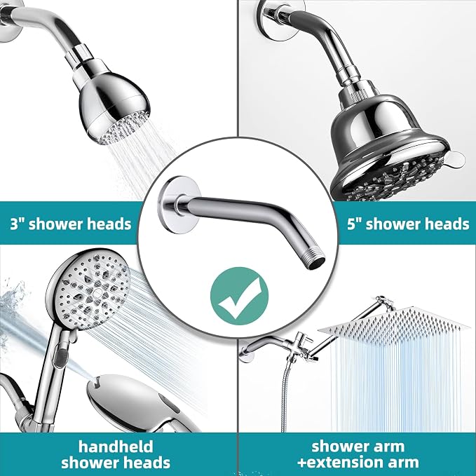 Cobbe Shower Arm with Flange and Teflon Tape, 6-Inches Wall Mounted Shower Pipe - Image 2