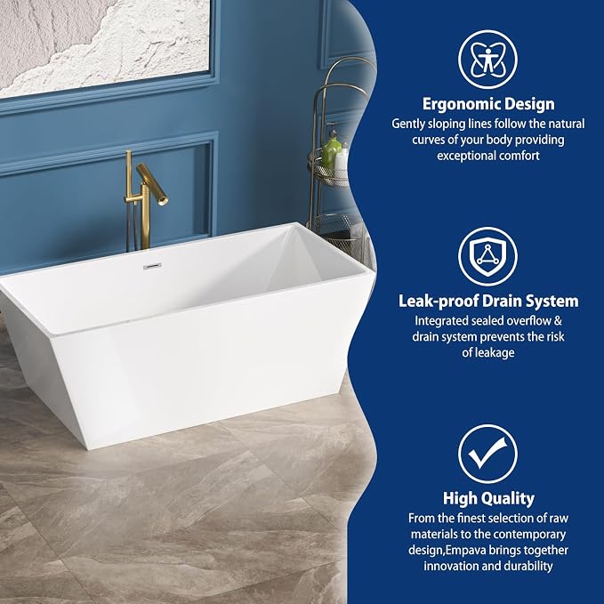 Sarlai 67 Inch Acrylic Freestanding Soaking Bathtub Contemporary Soaking White - Image 5
