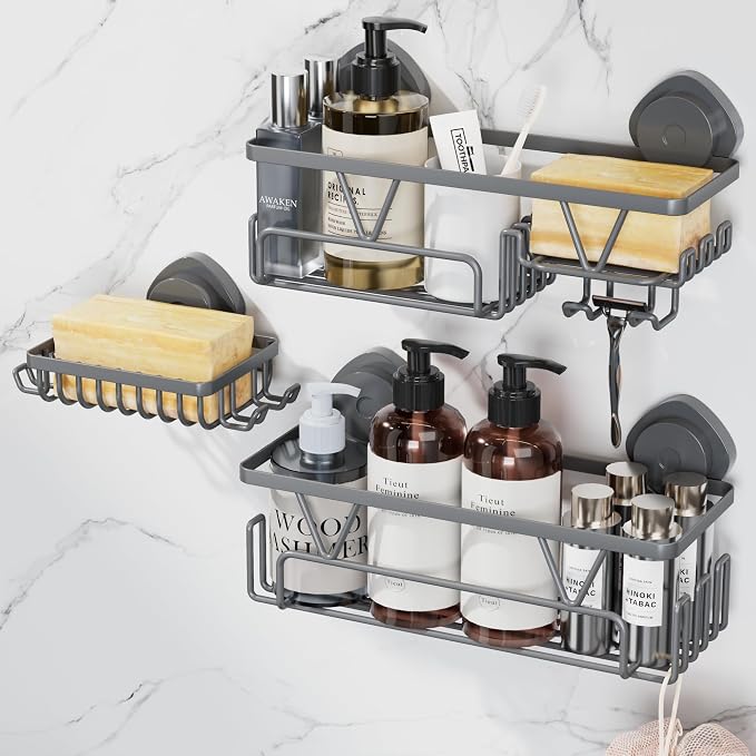 KEGII Suction Cup Shower Caddy – 3 Pack Suction Cup Shelf by KEGII