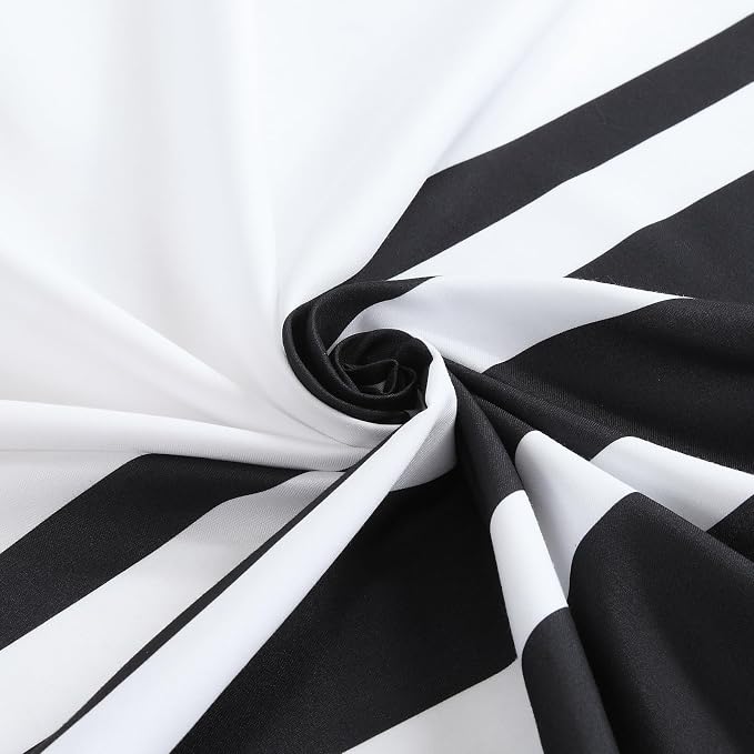 White and Black Striped Shower Curtain 72x78 Inches, Waterproof Fabric - Image 2