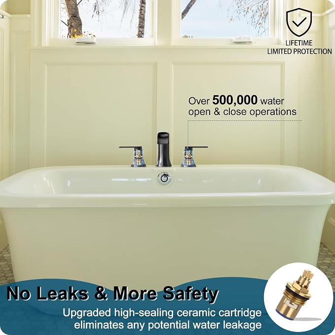 Oil Rubbed Bronze Waterfall Tub Faucet 3 Hole, Brass High Flow Roman Bathtub - Image 4